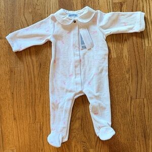 Jacadi White and Pink Footed One Piece